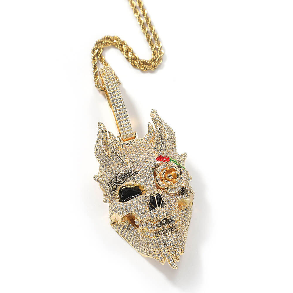 Demon Oil Drip Hip Hop CZ Pendant