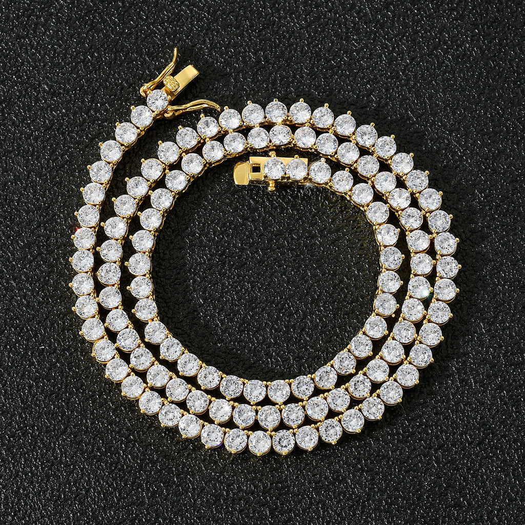 4mm Single Row Diamond Tennis Chain Copper Inlaid Zircon Necklace