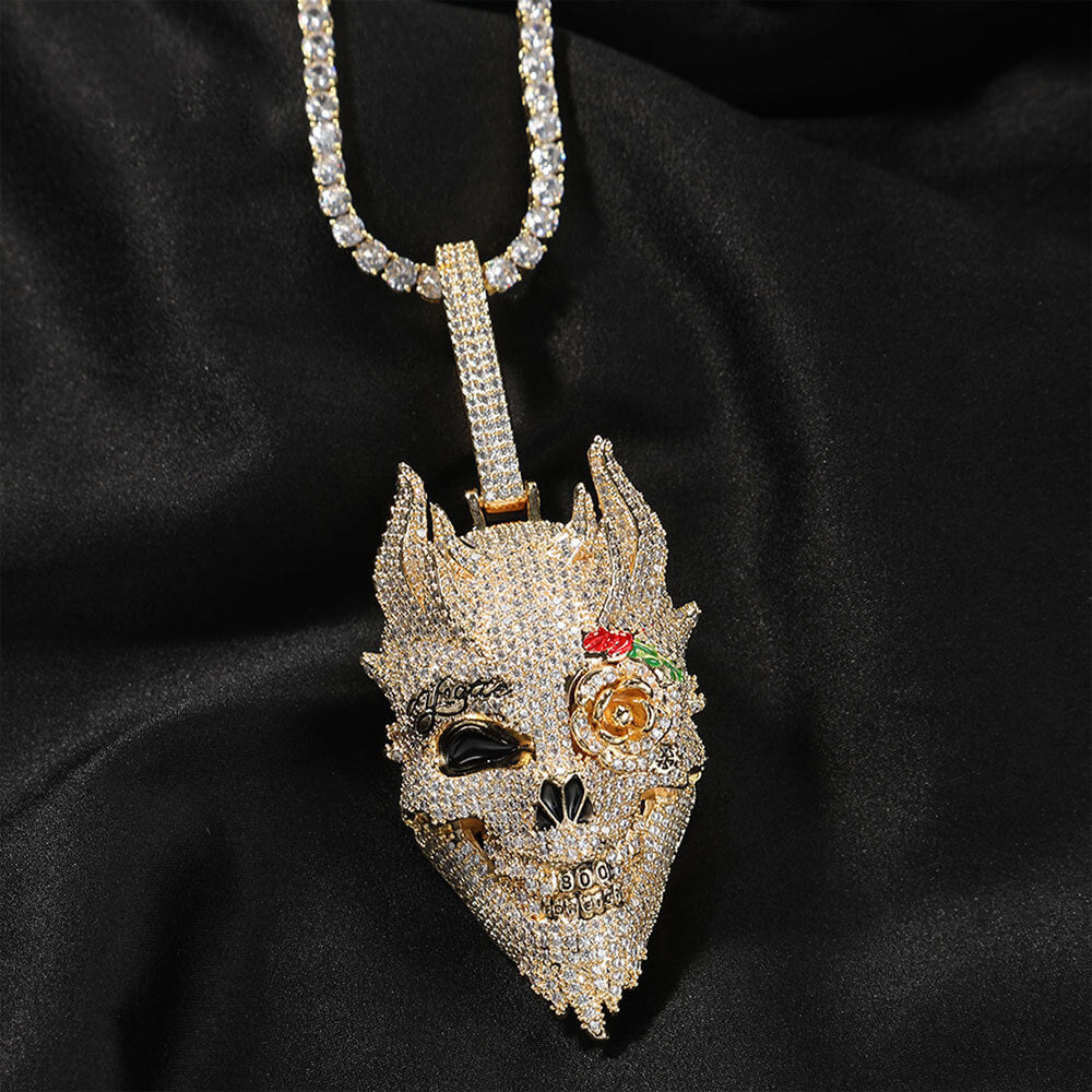 Demon Oil Drip Hip Hop CZ Pendant