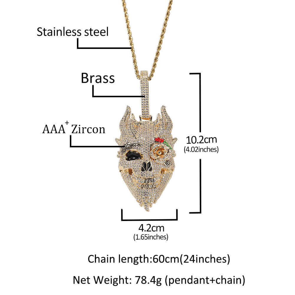 Demon Oil Drip Hip Hop CZ Pendant