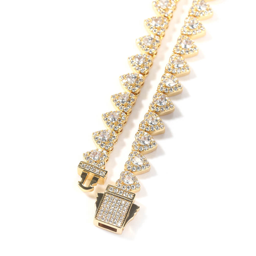 Double hearts Hip Hop CZ Clavicle Necklace