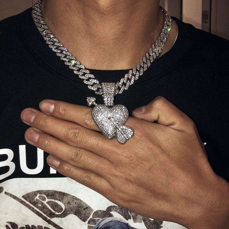 Cupid's Arrow Diamond Shaped Cuban Pendant