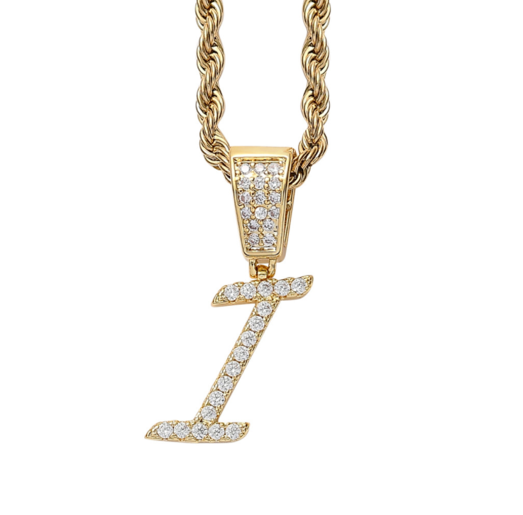 Iced Cursive Letters Micro-Paved CZ Stone Pendant