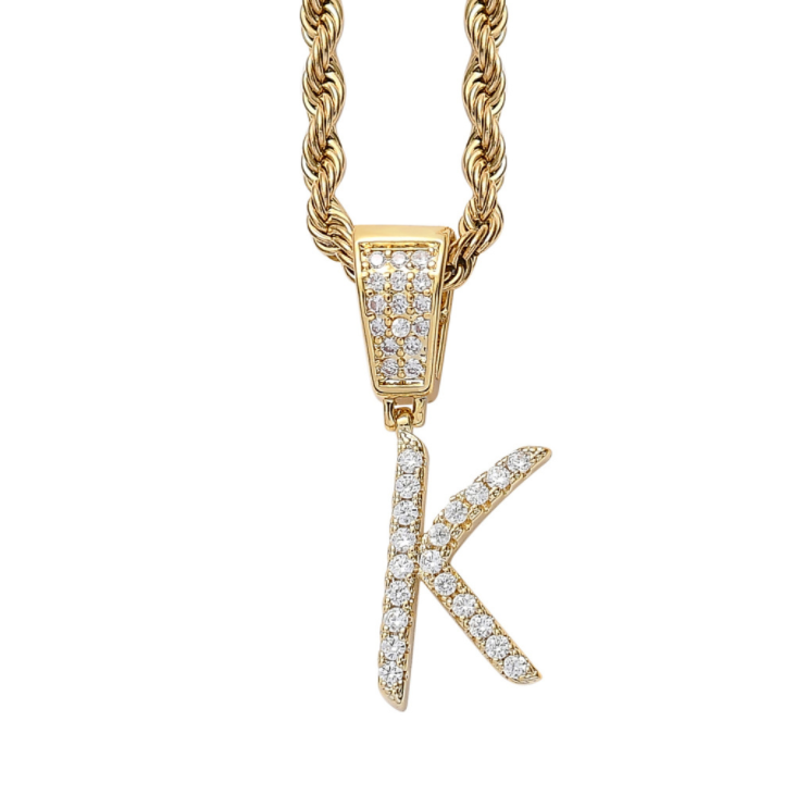 Iced Cursive Letters Micro-Paved CZ Stone Pendant
