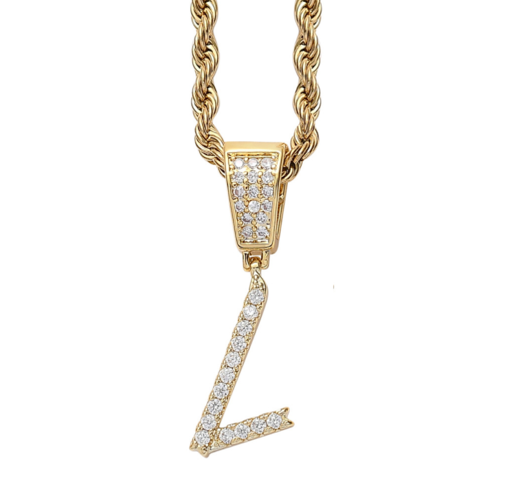 Iced Cursive Letters Micro-Paved CZ Stone Pendant