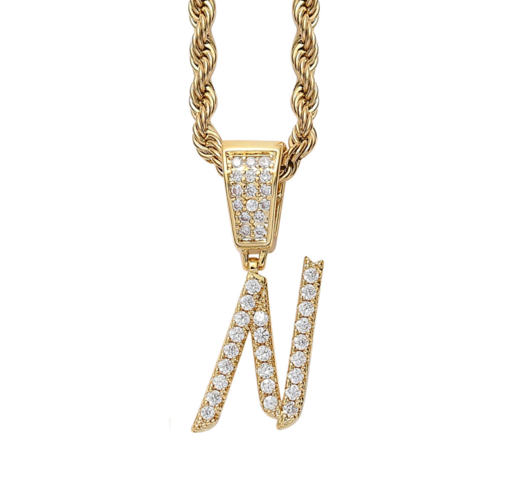 Iced Cursive Letters Micro-Paved CZ Stone Pendant