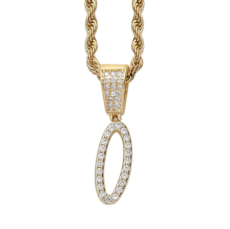 Iced Cursive Letters Micro-Paved CZ Stone Pendant