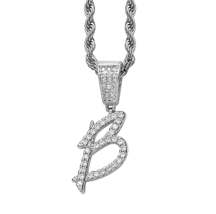 Iced Cursive Letters Micro-Paved CZ Stone Pendant