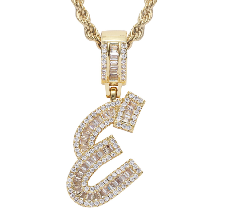 Square Zircon 26 English Letter Hip Hop Pendant