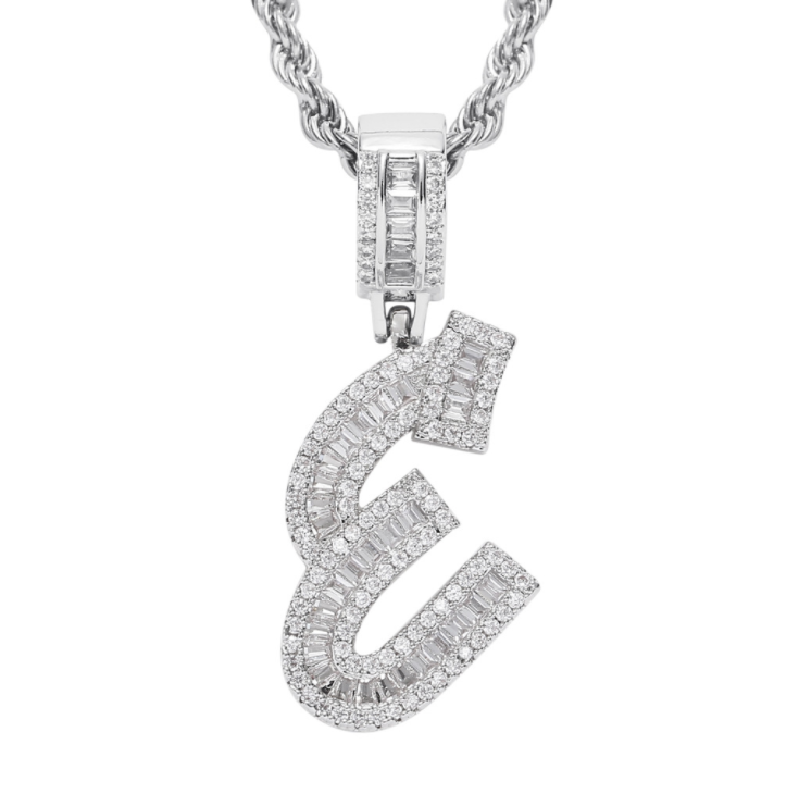 Square Zircon 26 English Letter Hip Hop Pendant