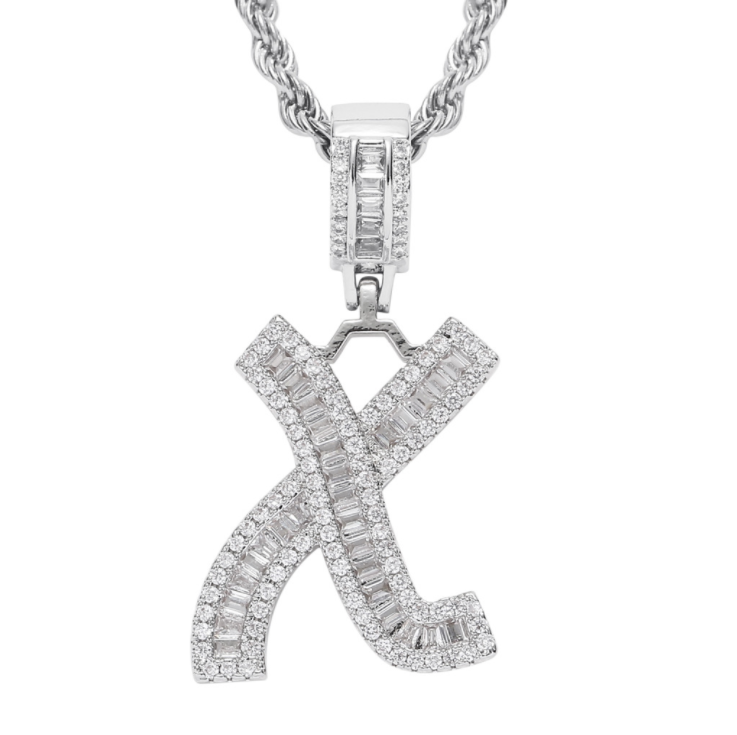 Square Zircon 26 English Letter Hip Hop Pendant