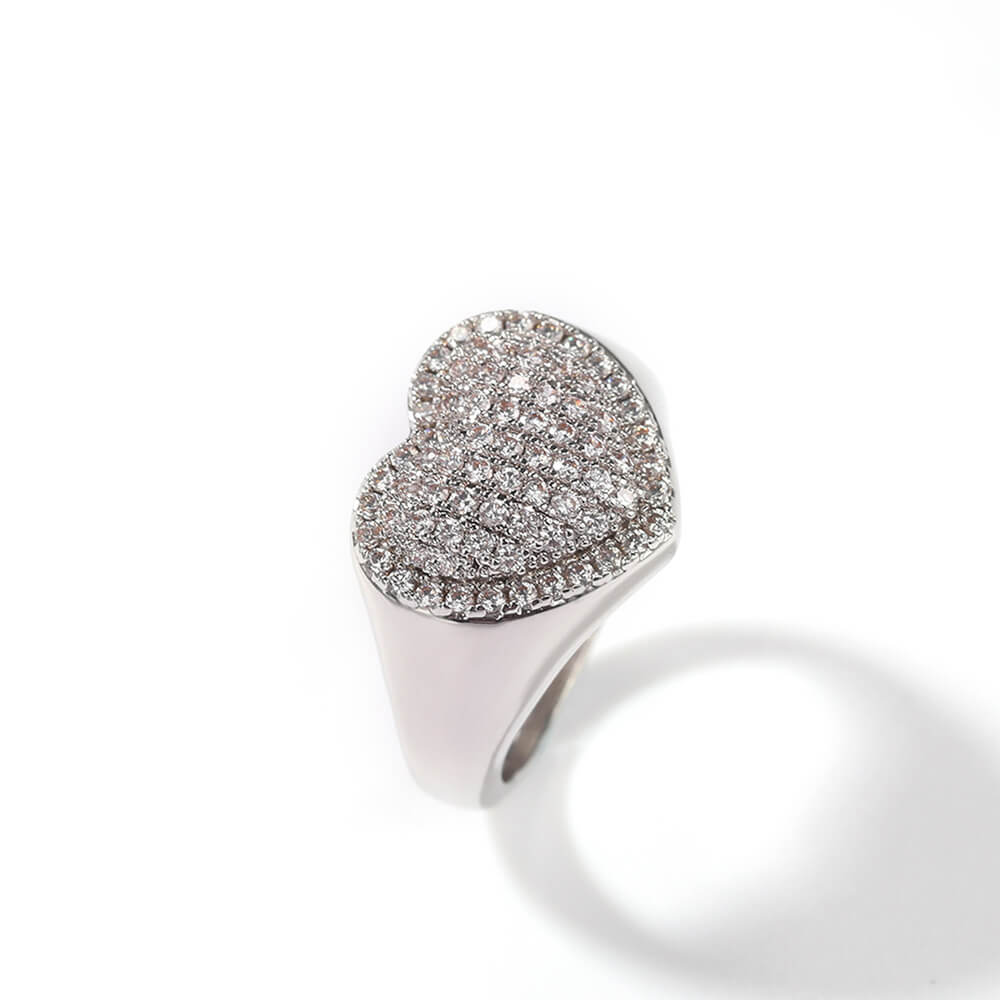 Copper Inlaid Zircon Heart-shaped Couple Ring01 | iceremix.com