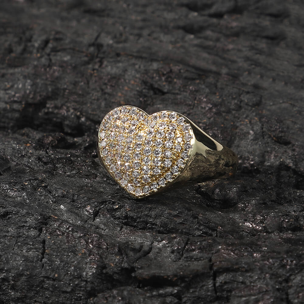 Copper Inlaid Zircon Heart-shaped Couple Ring04 | iceremix.com