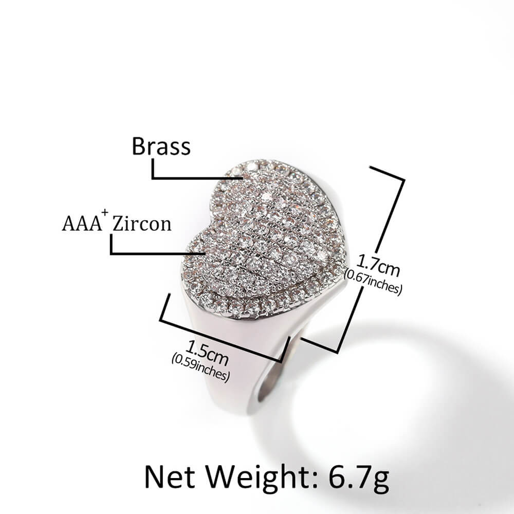 Copper Inlaid Zircon Heart-shaped Couple Ring