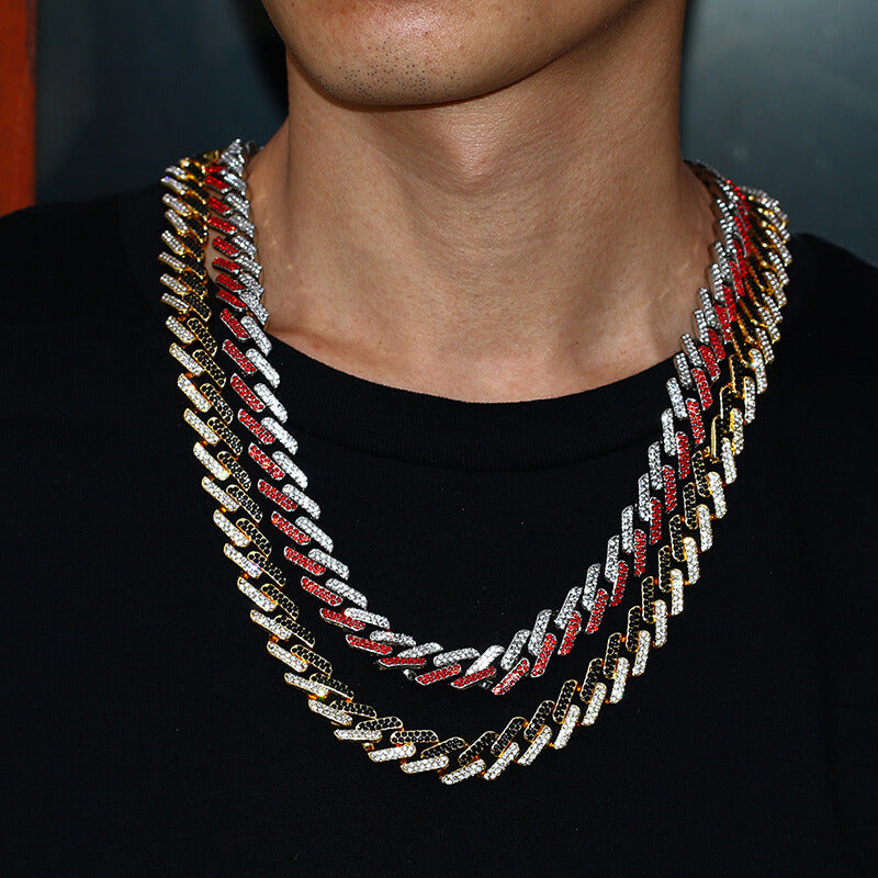 Hip-Hop Inlaid Colorful Diamond Alloy Butterfly Clasp Cuban Necklace04 | Iceremix.com