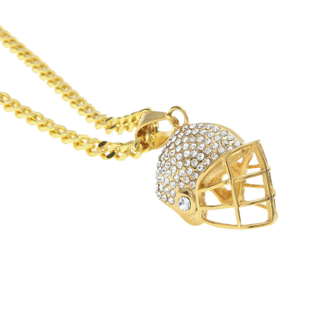 Hip Hop Baseball Football Helmet Stainless Steel Diamond Pendant02 | iceremix.com
