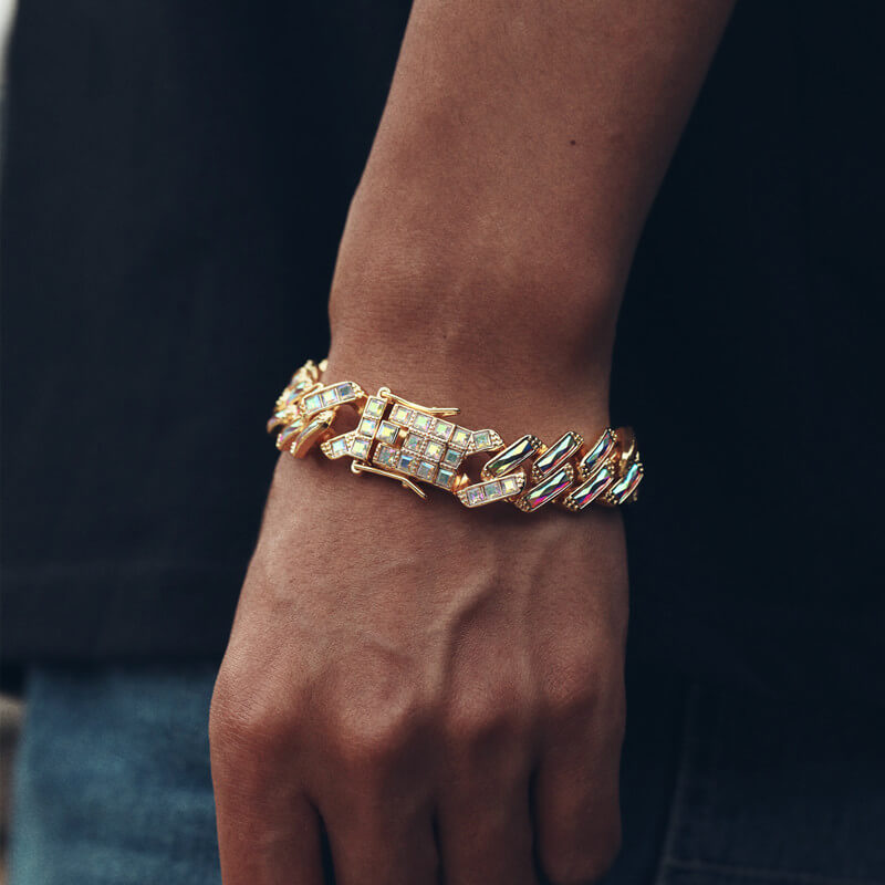 Hip Hop Cuban Chain Colorful Rhinestone Bracelet02 | iceremix.com