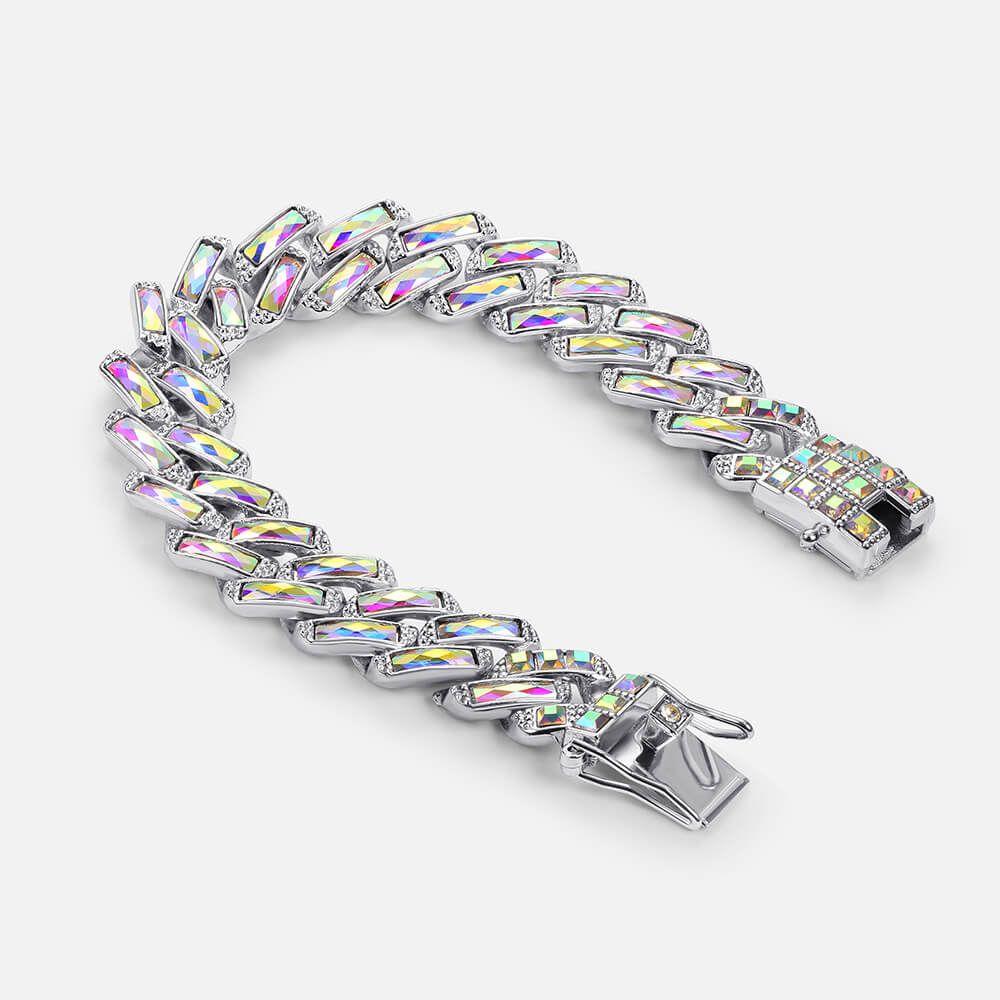 Hip Hop Cuban Chain Colorful Rhinestone Bracelet