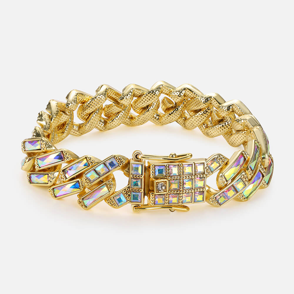 Hip Hop Cuban Chain Colorful Rhinestone Bracelet01 | iceremix.com