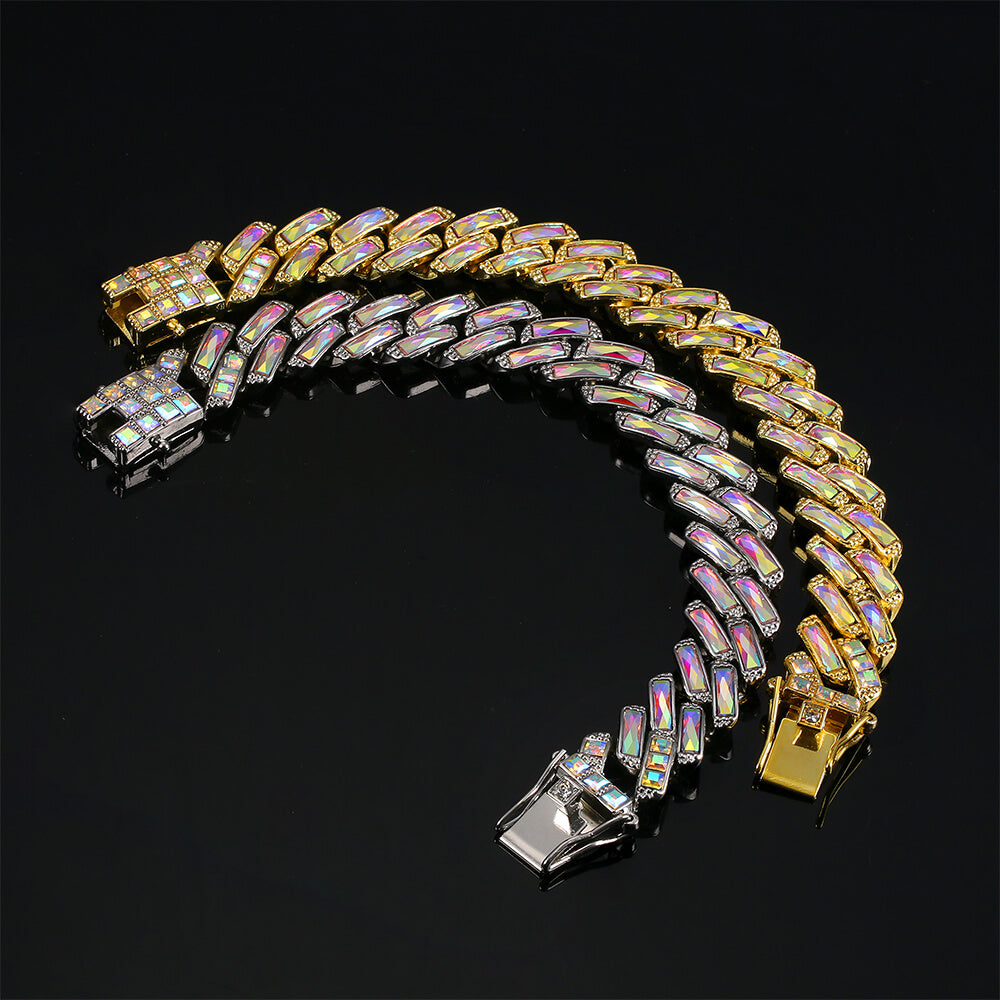 Hip Hop Cuban Chain Colorful Rhinestone Bracelet