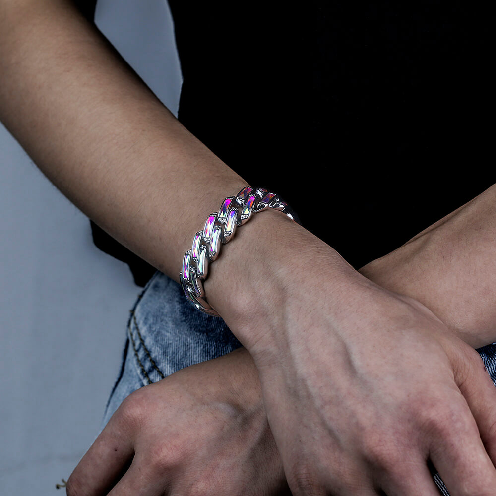 Hip Hop Cuban Chain Colorful Rhinestone Bracelet