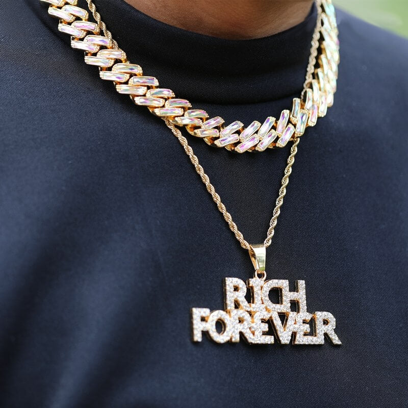 Hip Hop Cuban Chain Colorful Rhinestone Necklace