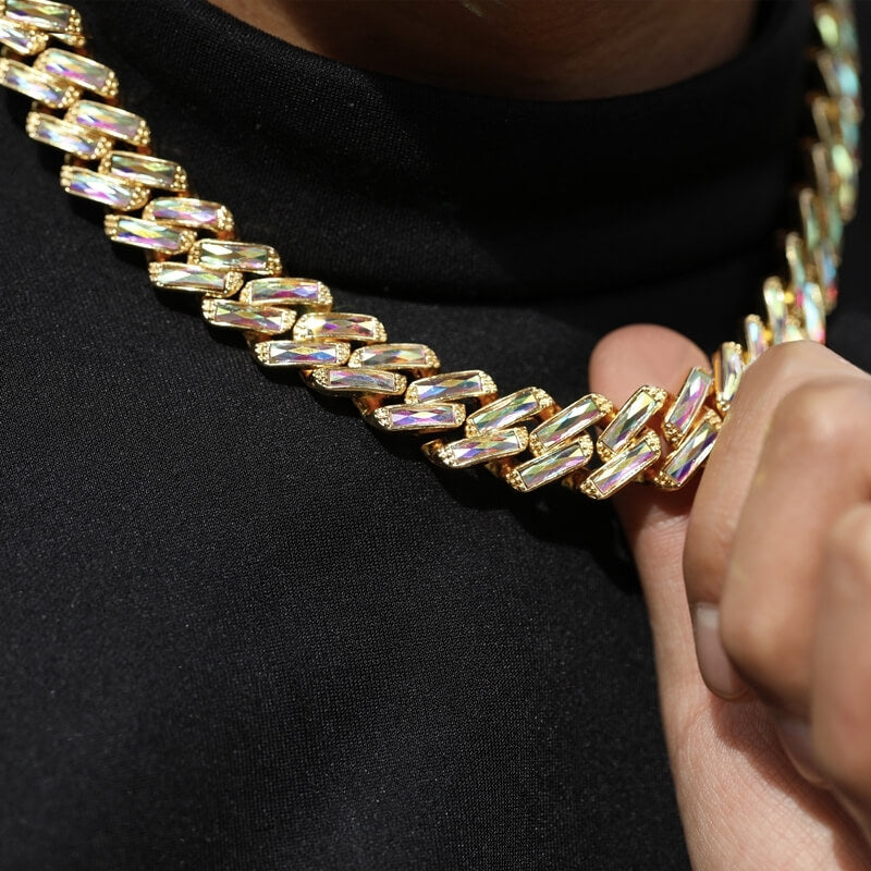Hip Hop Cuban Chain Colorful Rhinestone Necklace
