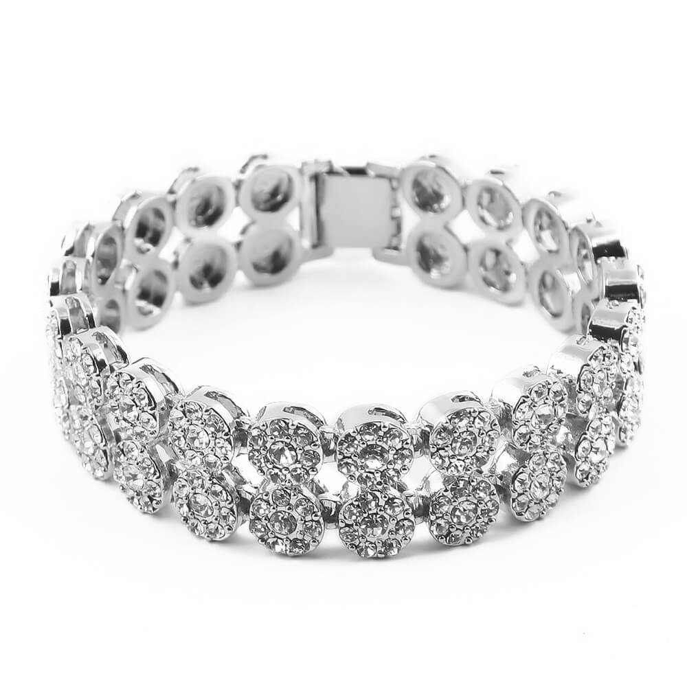 Hip Hop Full Diamond Double Row Round Bracelet01 | iceremix.com