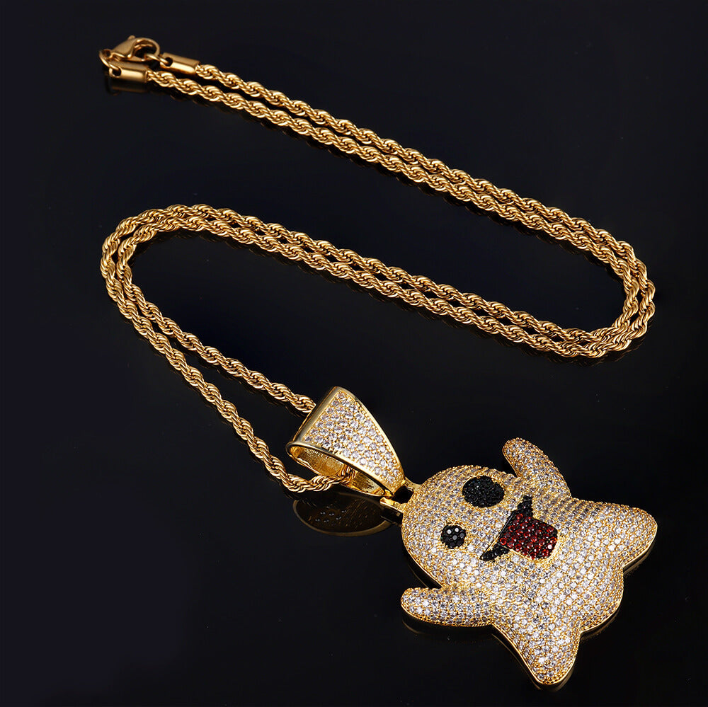Hip Hop Ghost Tongue out Funny Emoji Pendant