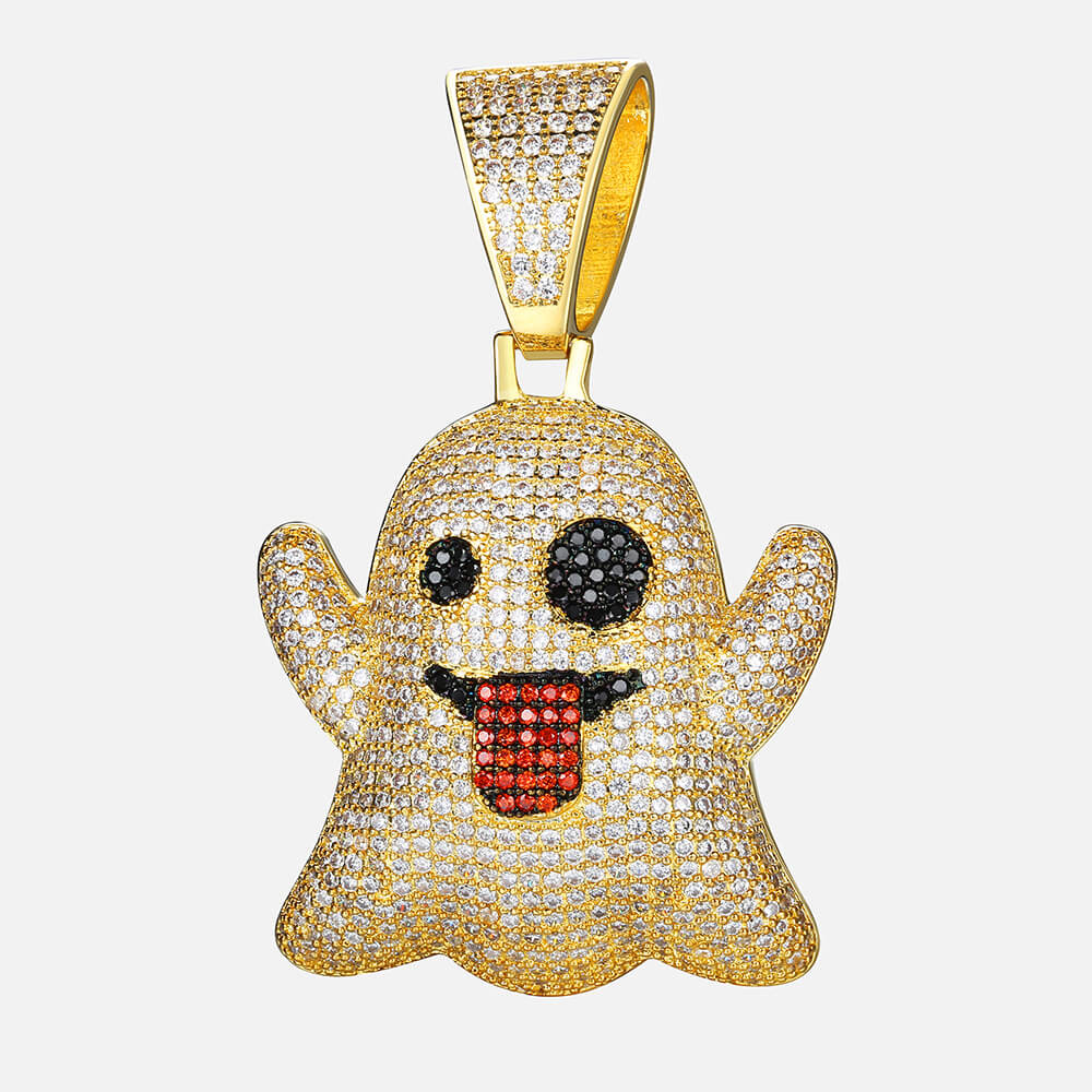 Hip Hop Ghost Tongue out Funny Emoji Pendant