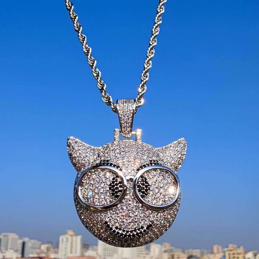 Hip Hop Glasses Little Devil Emoji Pendant02 | iceremix.com