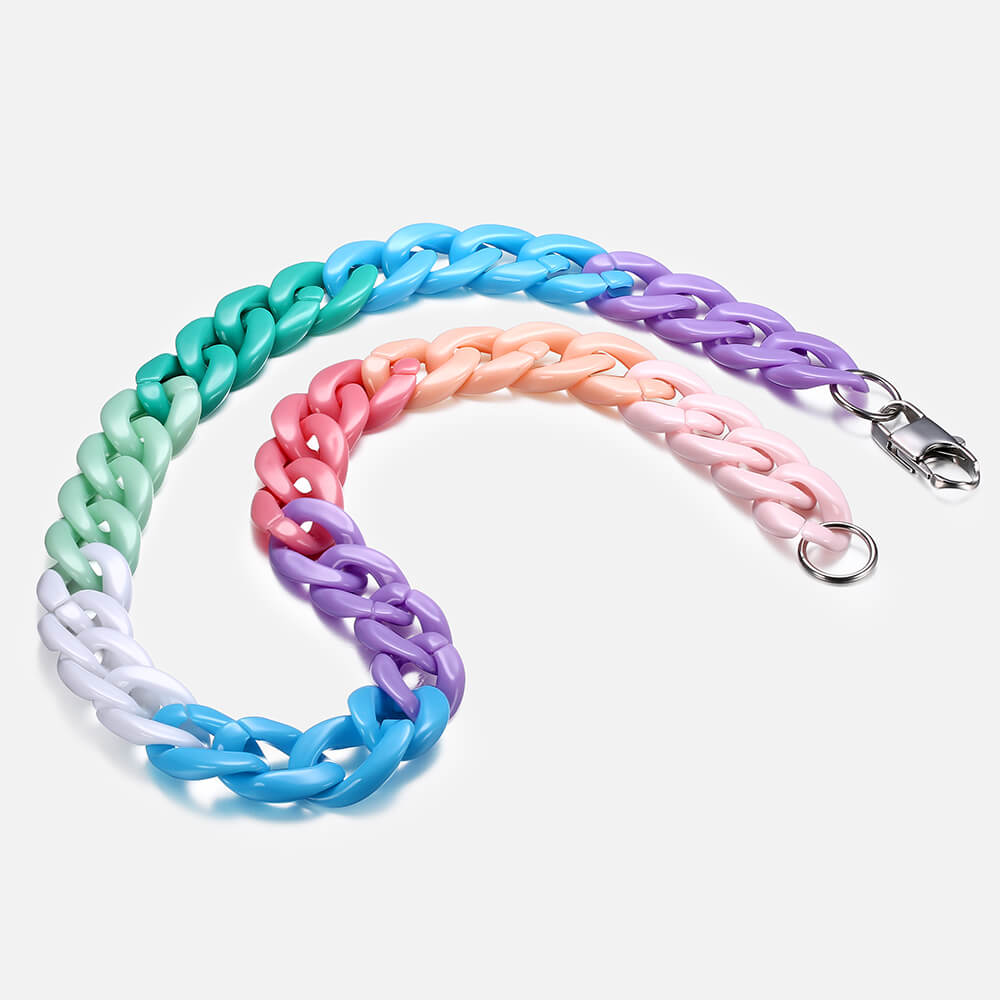 Hip Hop Rainbow Acrylic Cuban Chain Necklace