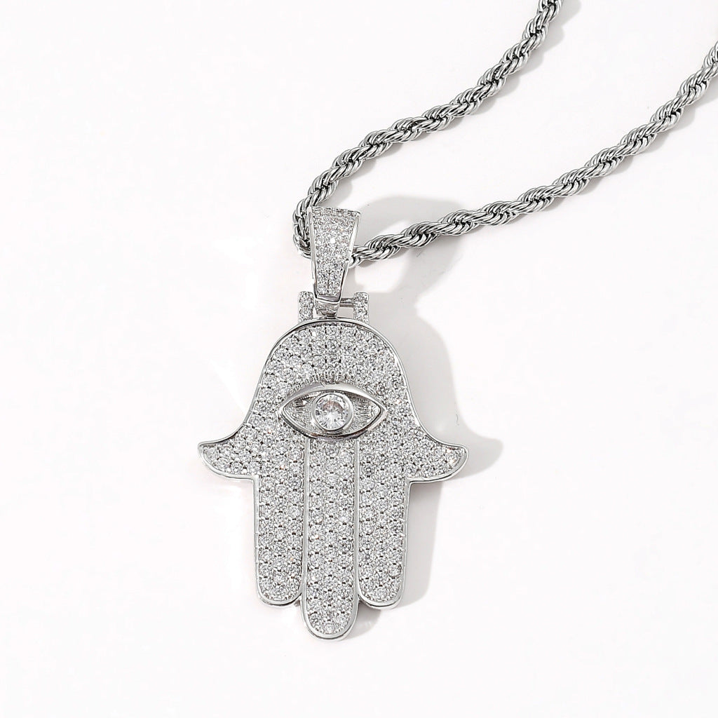 Iced Fatima's hand khamsah Pendant