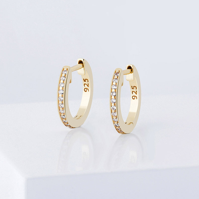 Iced Hip Hop Silver Hoop Earrings