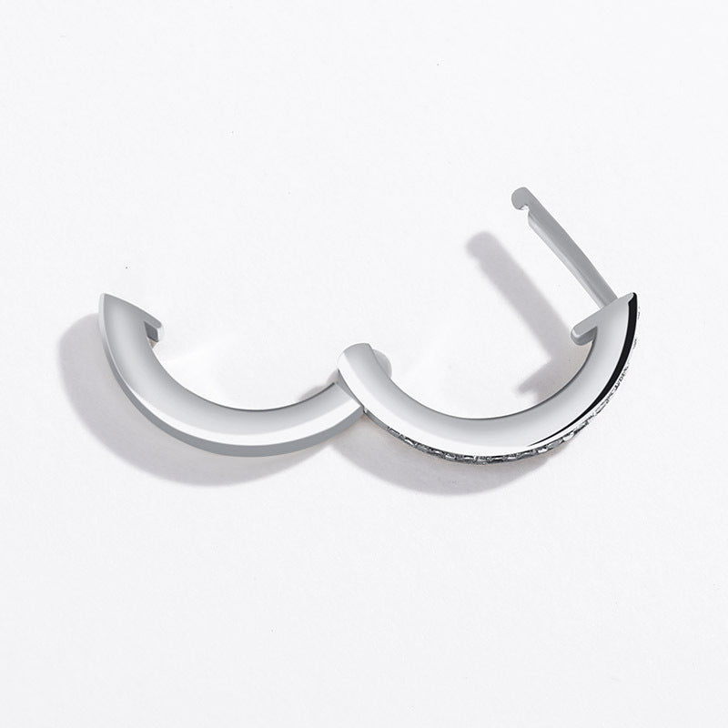 Iced Hip Hop Silver Hoop Earrings