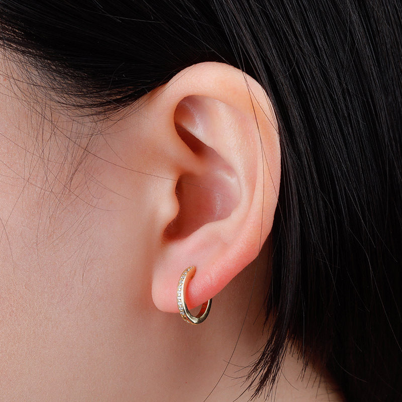 Iced Hip Hop Silver Hoop Earrings
