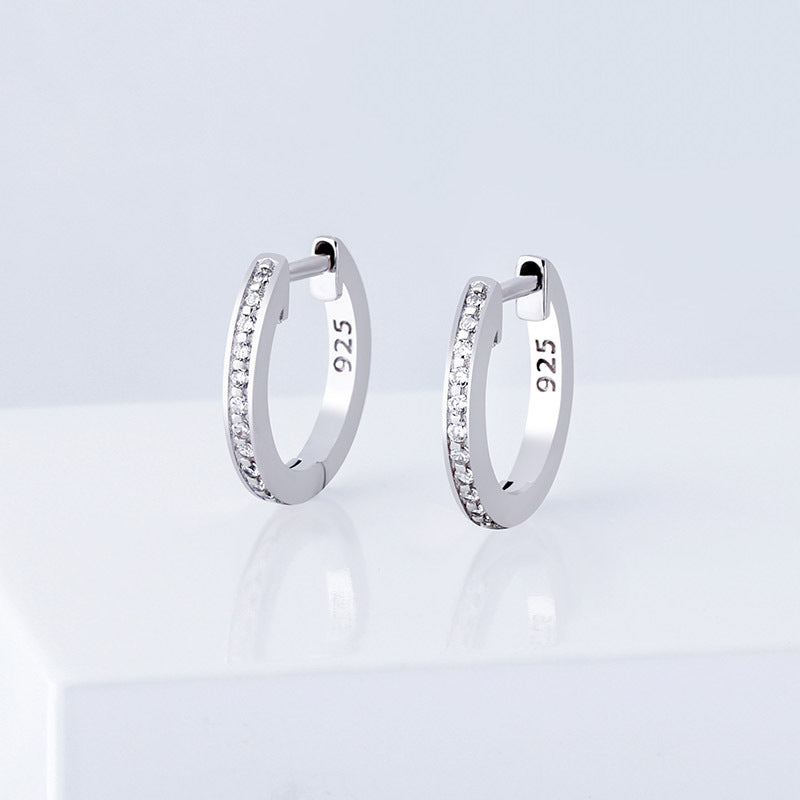 Iced Hip Hop Silver Hoop Earrings