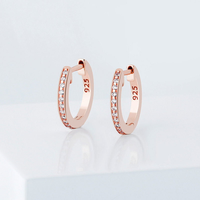Iced Hip Hop Silver Hoop Earrings