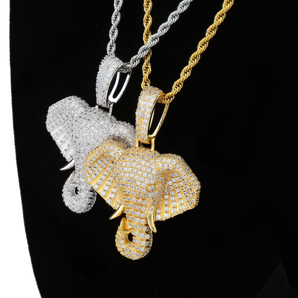 Iced Elephant Head Pendant