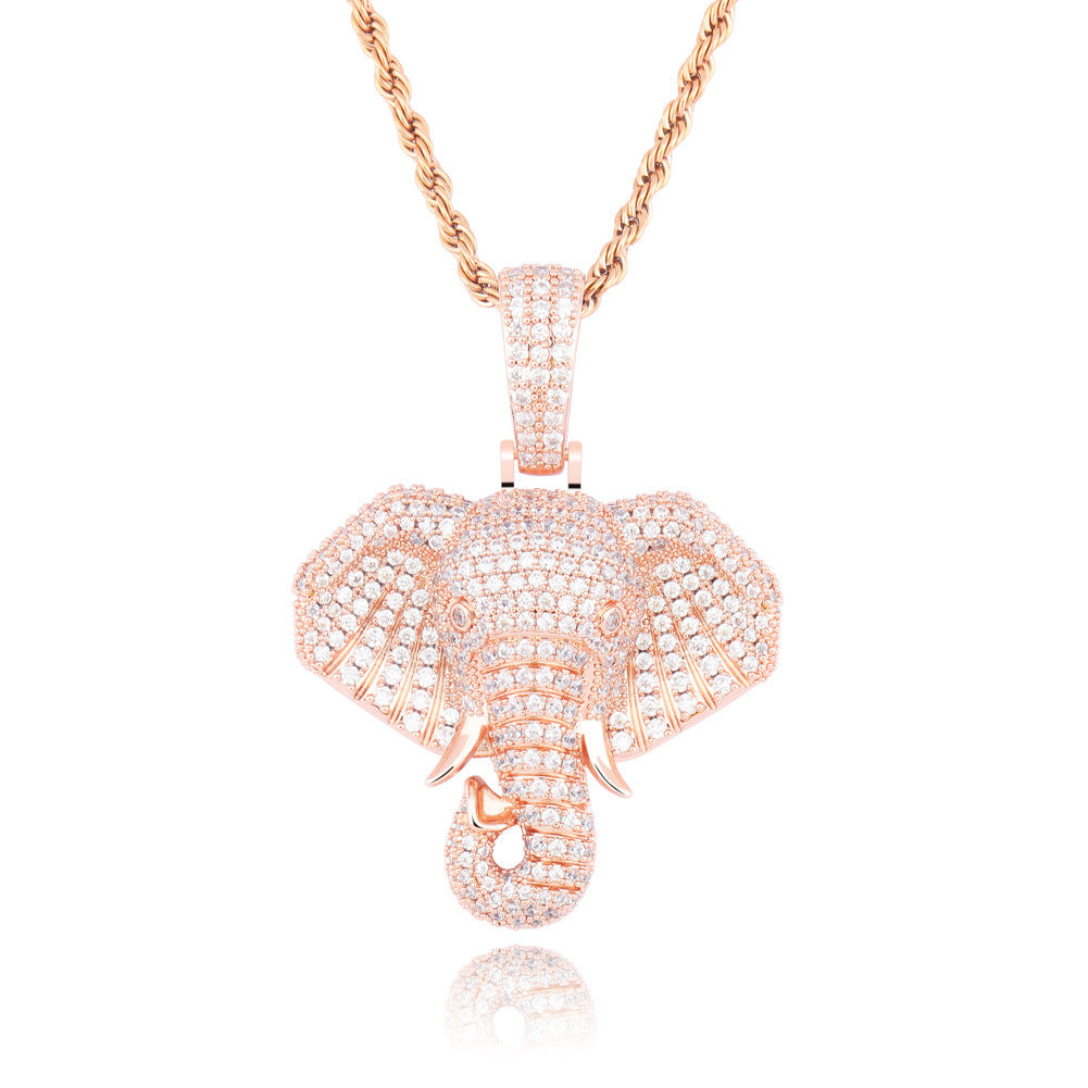 Iced Elephant Head Pendant