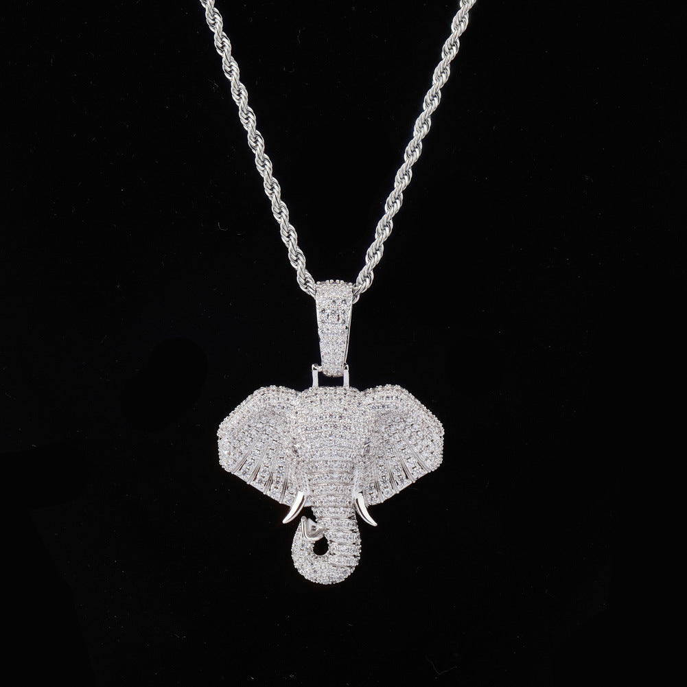 Iced Elephant Head Pendant