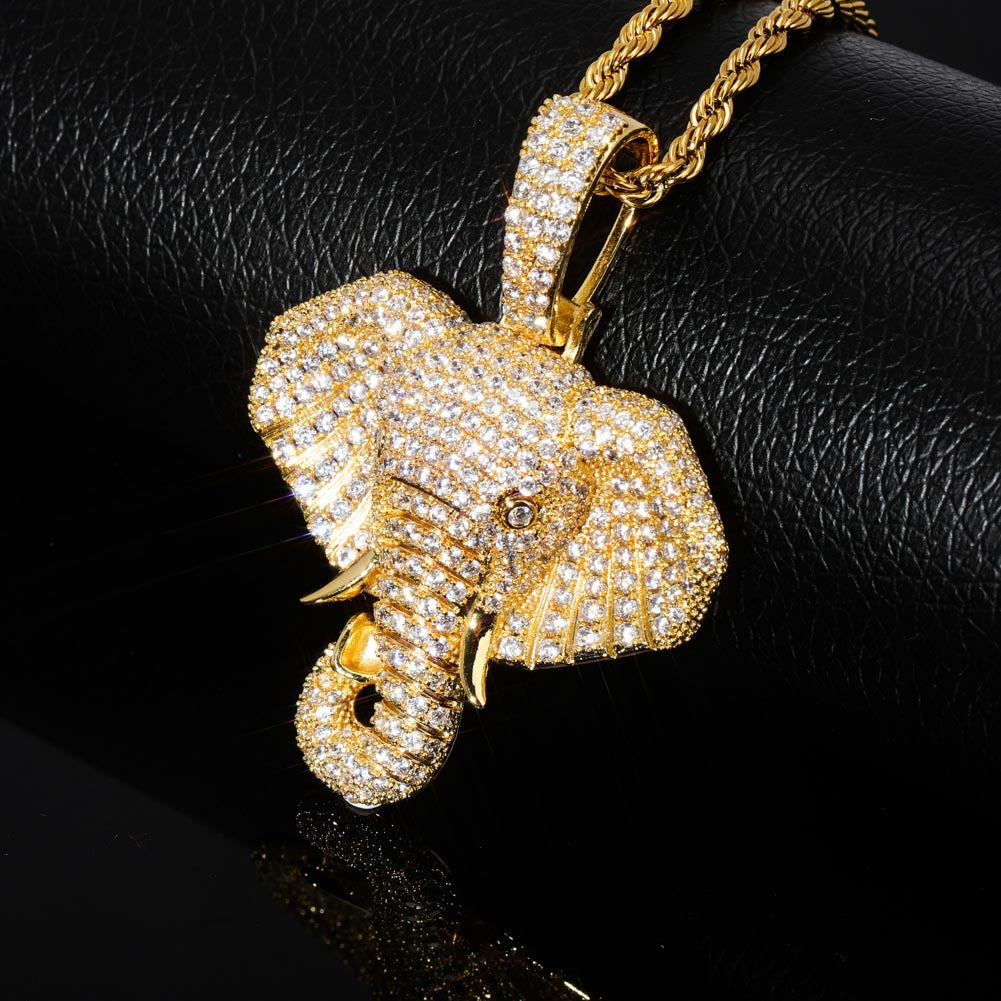 Iced Elephant Head Pendant