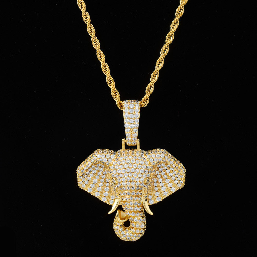 Iced Elephant Head Pendant