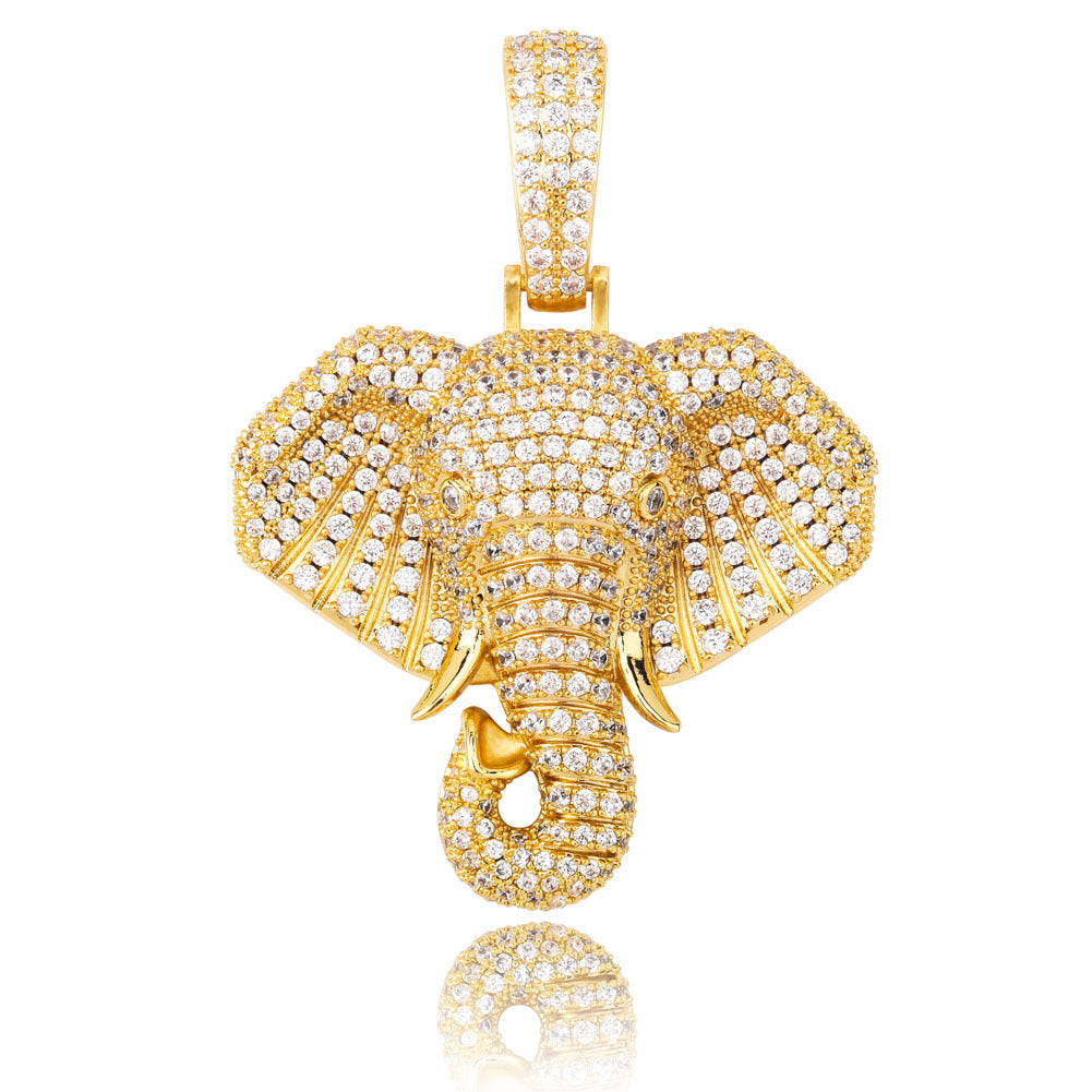 Iced Elephant Head Pendant
