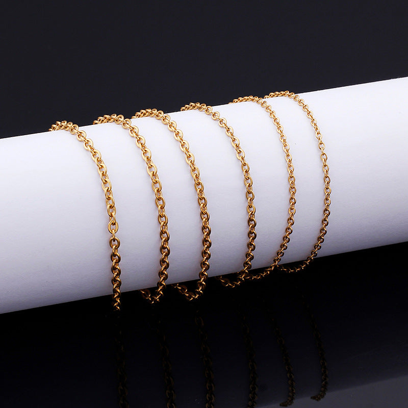 Multi-Size Stainless Steel Cable Chain in Gold