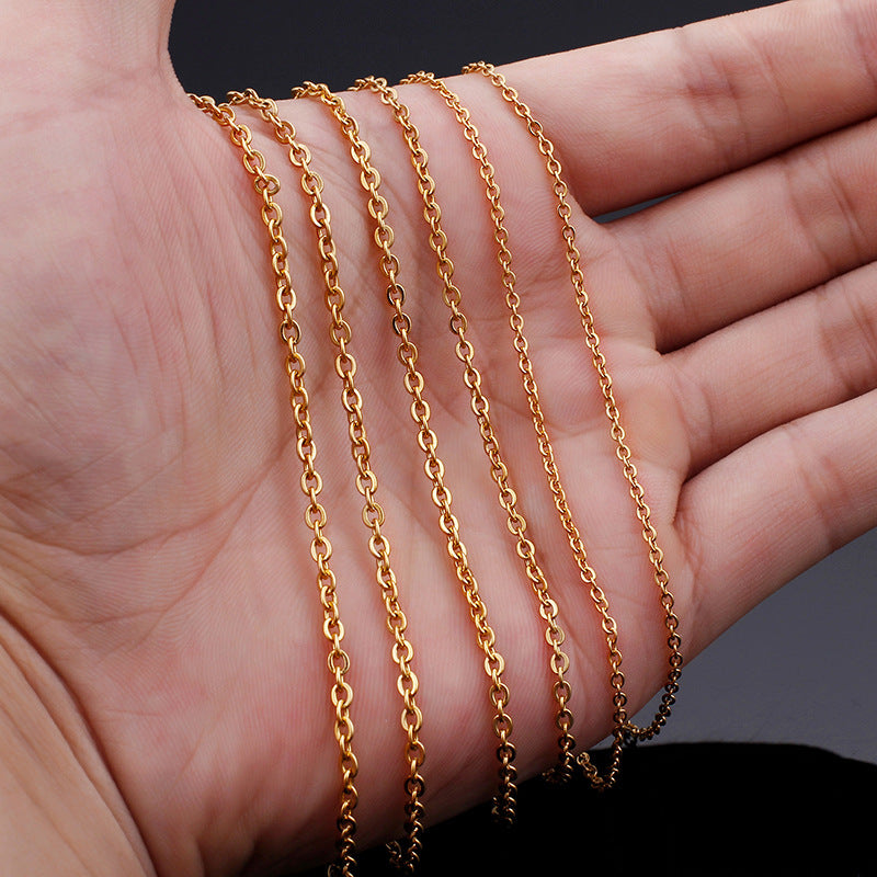 Multi-Size Stainless Steel Cable Chain in Gold
