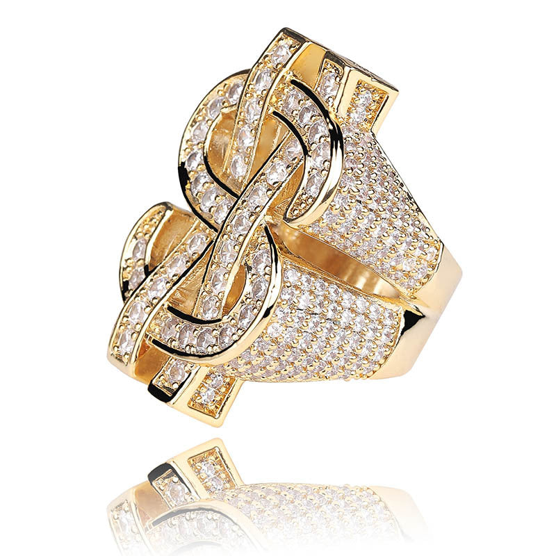 Iced Dollar Sign Money Hip Hop Ring