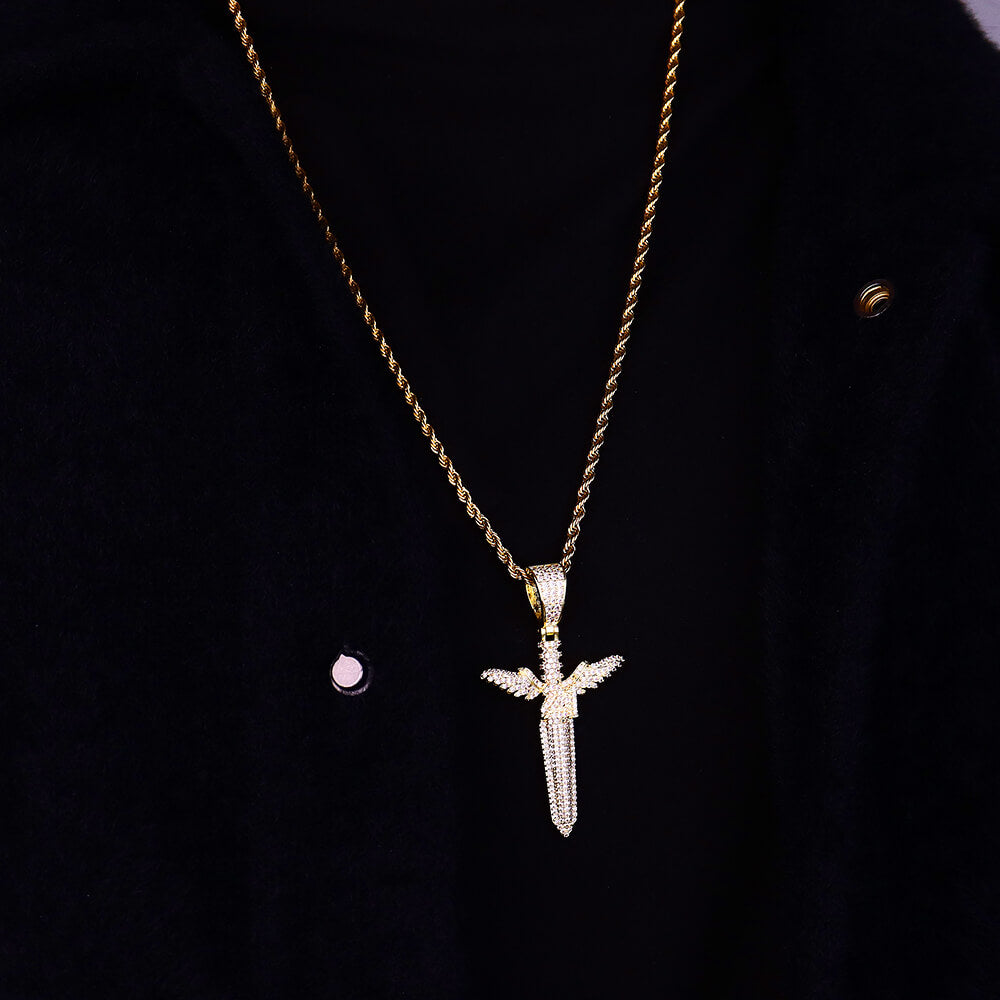 Iced Flying Wings Sword Pendant