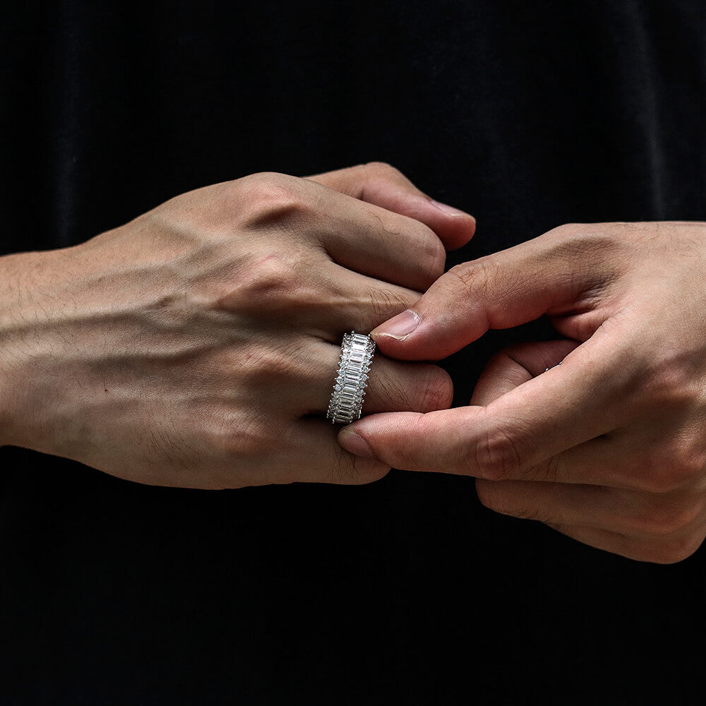 Iced Hiphop Rectangle Gem Ring