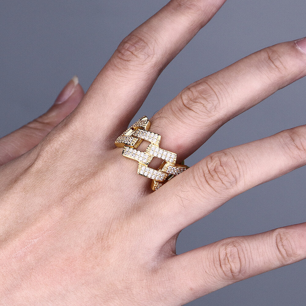 Iced Prong Cuban Chain Hip Hop Ring